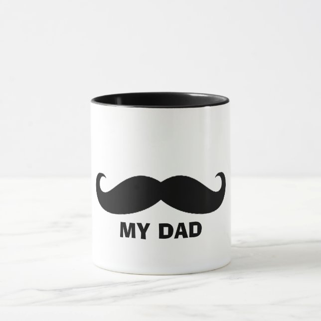 Mug Mustache classique - Noir & Blanc Design papa (Centre)