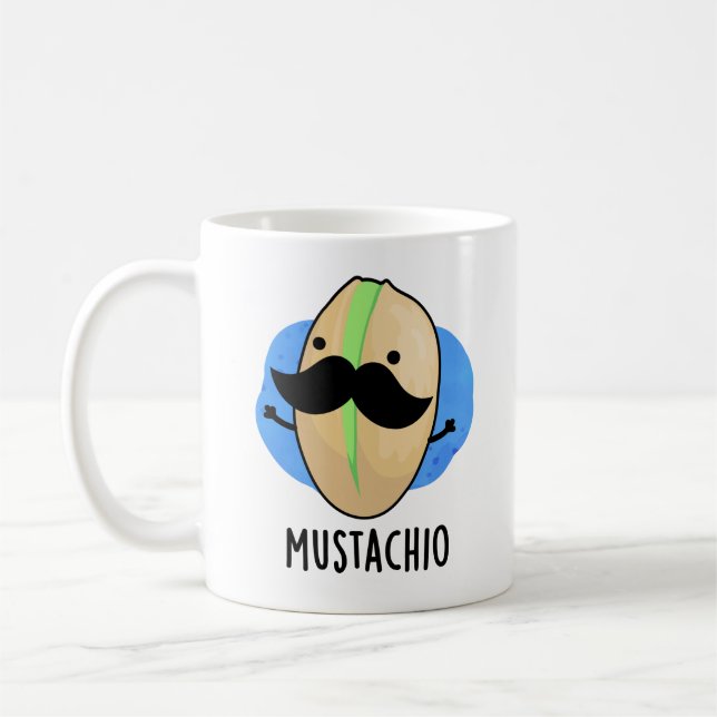 Mug Mustachio Funny Pistachio Mustache Pun (Gauche)