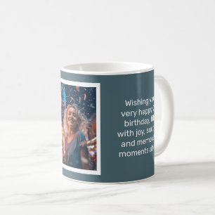 Mug Muted Elegance Ardoise Bleu Bonne carte d'annivers