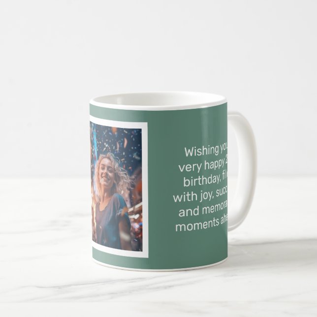 Mug Muted Elegance Océan Turquoise Bonne carte d'anniv (Devant droit)