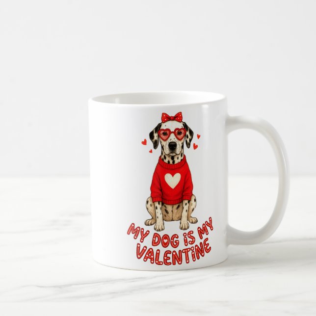 Mug My Dog Is My Valentine Dalmatian Heart Gles Bow Do (Droite)