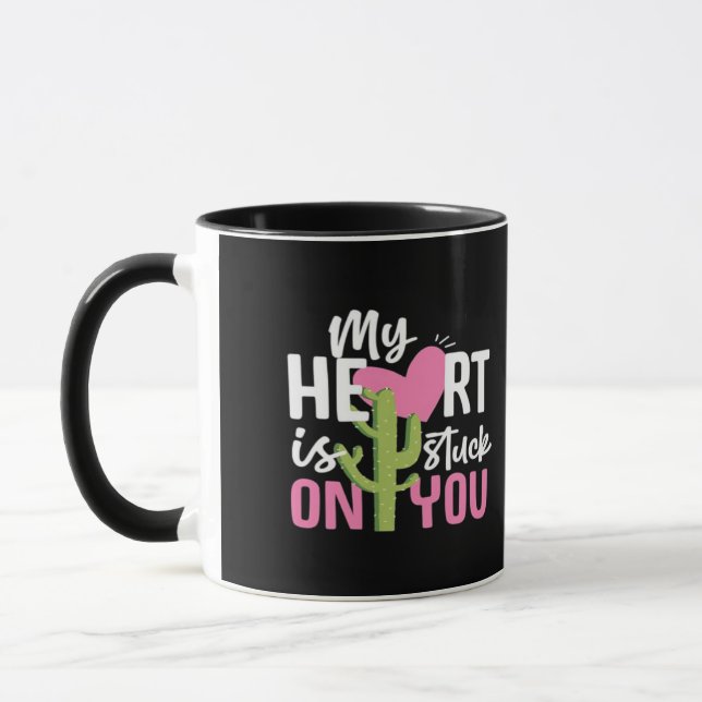 Mug My Heart Is Stuck On You Cactus Heartfelt Design  (Gauche)