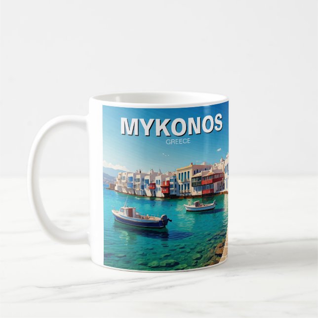 Mug Mykonos Grèce Îles grecques bateaux (Gauche)