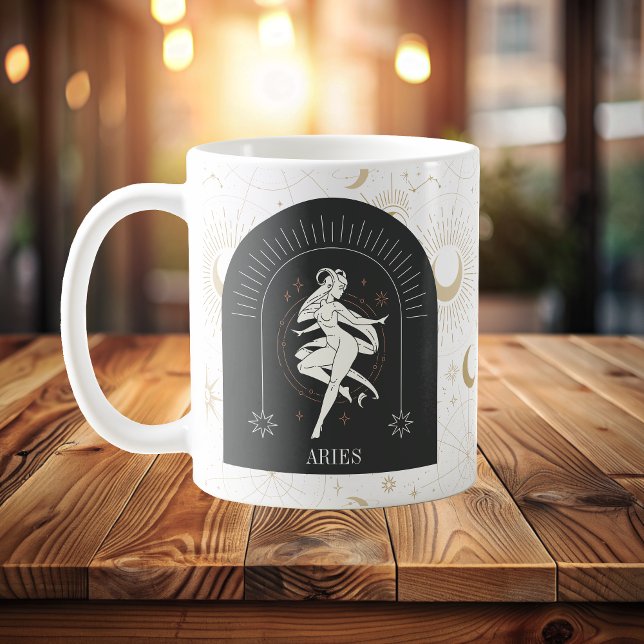 Mug Mystic Aries Zodiac Stars Horoscope (Mystic Aries Zodiac Stars Horoscope Coffee Mug)