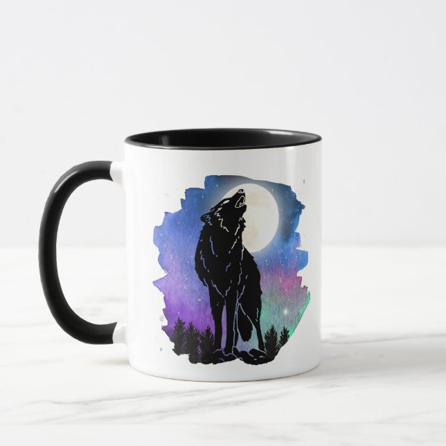 Mug Mystic Howling Wolf Silhouette deux tons muet (Gauche)