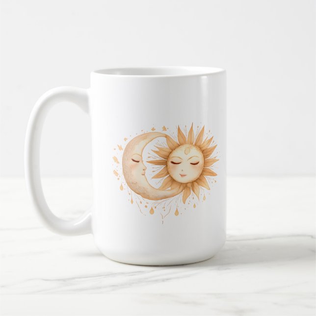 Mug Mystic Moon and Sun Celestial Boho Style (Gauche)