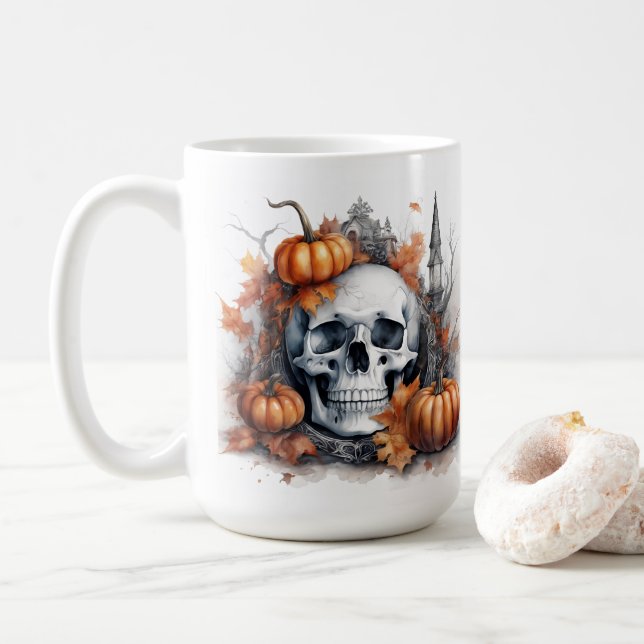 Mug Mystique Halloween Gothique Crâne Art Mystique (Avec donut)