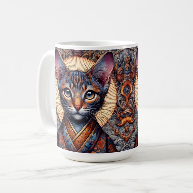 Mug Mythique Orné Fantastique Félin de Luxe (Devant gauche)