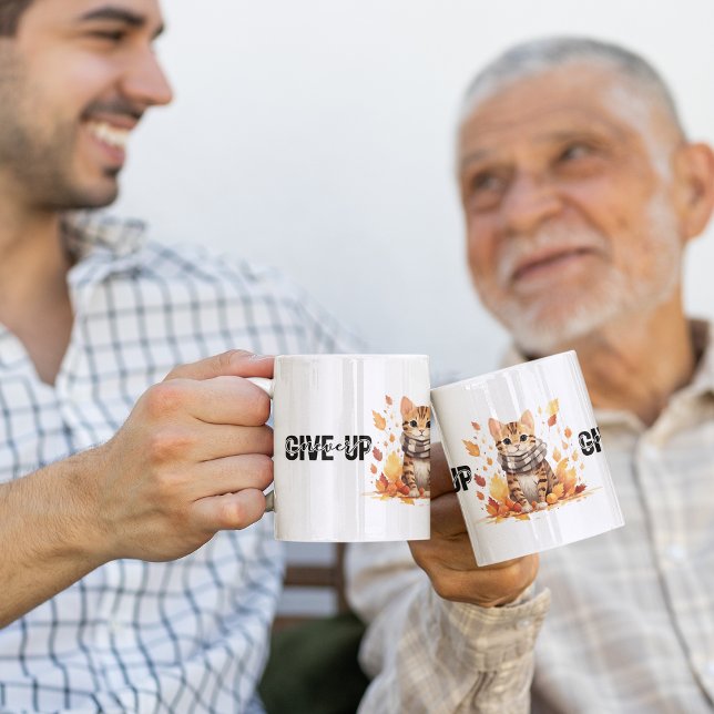 Mug N'abandonnez jamais avec un chat Bengale mignon à  (Never give up with Cute Bengal Cat in Fall Coffee Mug)