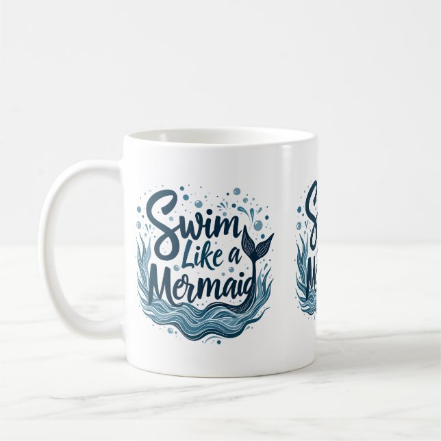 Mug Nager comme une sirène Whimsical Ocean Cote Art (Gauche)