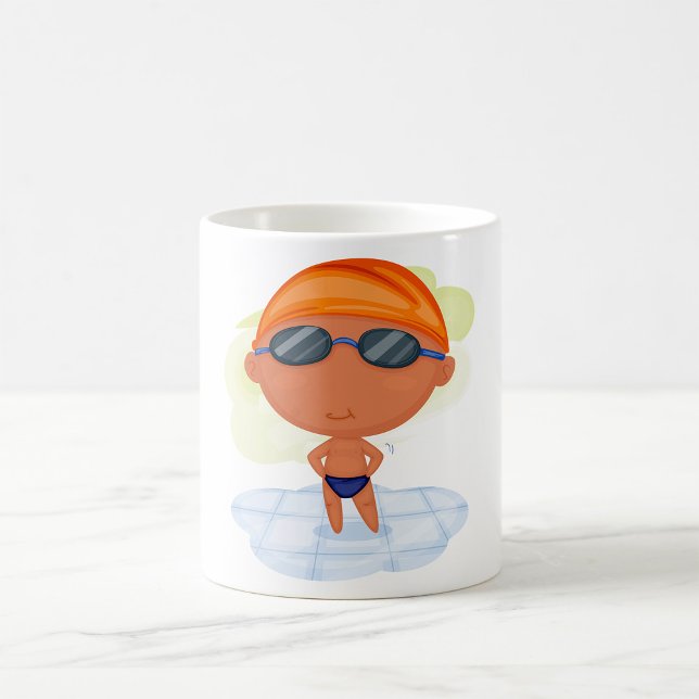 Mug Nager Garçon en lunettes et Casquette de natation (Créateur téléchargé)