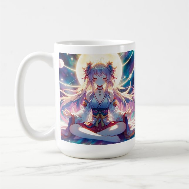 Mug Namaste Anime Girl Meditating (Gauche)