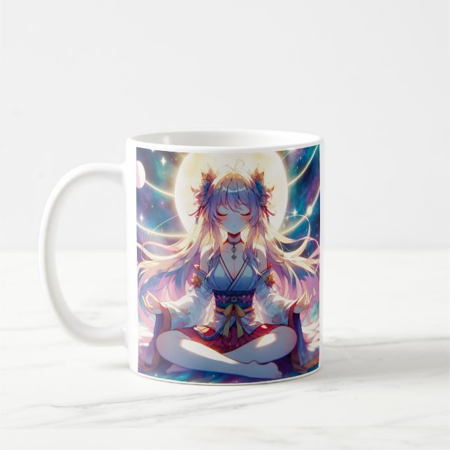 Mug Namaste Anime Girl Meditating (Gauche)