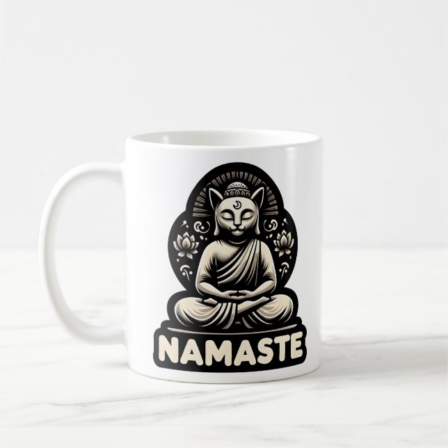 Mug Namaste Yoga chat dans un bouddha pose Chemise Tri (Gauche)