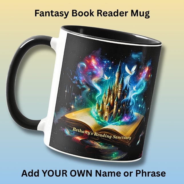 Mug Name, Fantasy Castle Book Novel Reading Sanctuary (Créateur téléchargé)