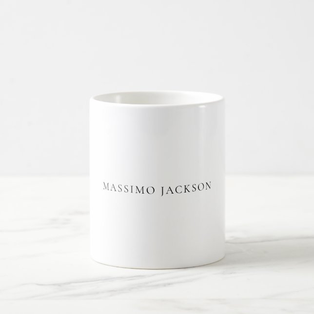 Mug Name Minimalist Modern Plain Simple Black White (Centre)