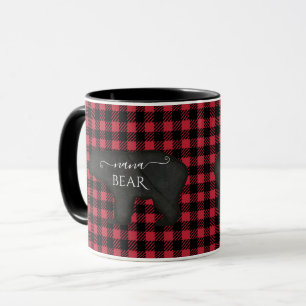 Mug Nana Bear Black n Red Russe Buffalo Check Plaid