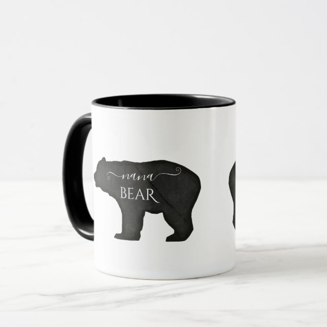Mug Nana Bear Mothers Day Black n White Russe Modern (Devant gauche)