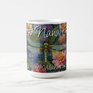 Mug Nana bohème vintage chic fleurs pastel libellule