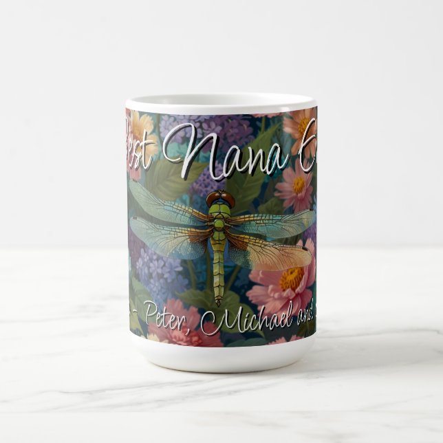 Mug Nana bohème vintage chic fleurs pastel libellule (Centre)