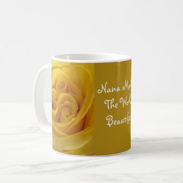 Mug Nana Fait De Belle Fleur Jaune Rose Du Monde (Devant gauche)