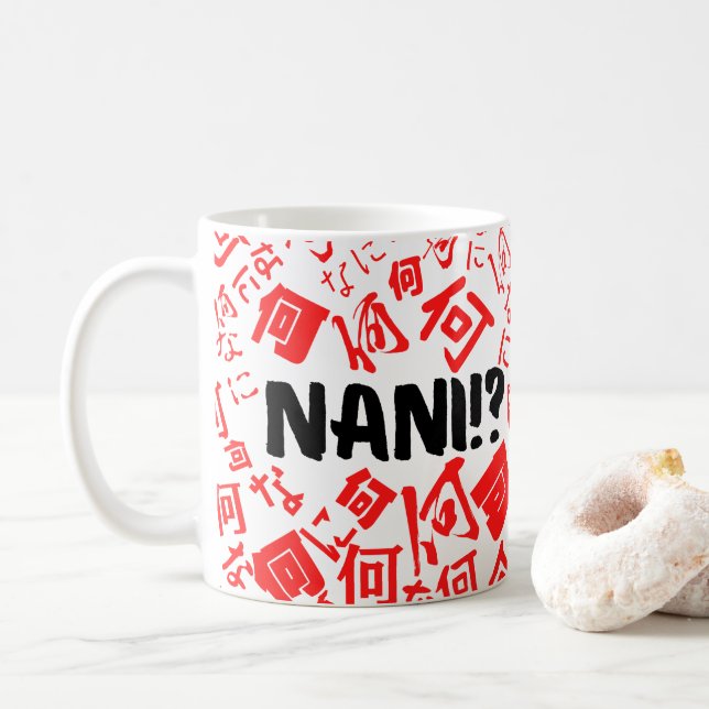 Mug Nani avec les lettres Kanji et Hiragana japonaises (Avec donut)