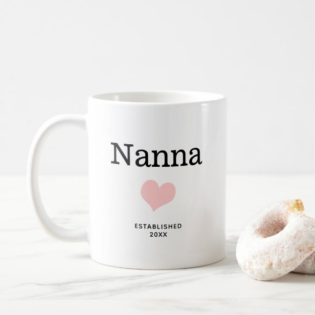 Mug Nanna, Coeur rose, Photo unique personnalisée (Avec donut)