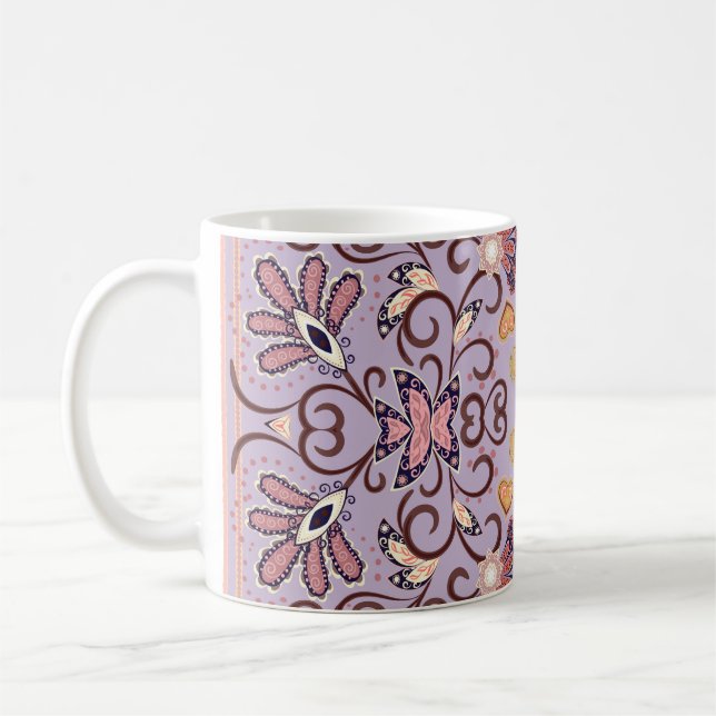 Mug Nappe à fleurs indiennes : belle motif pastel (Gauche)