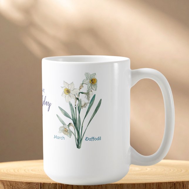 Mug Narcisse de naissance à l'aquarelle élégante Perso (Créateur téléchargé)