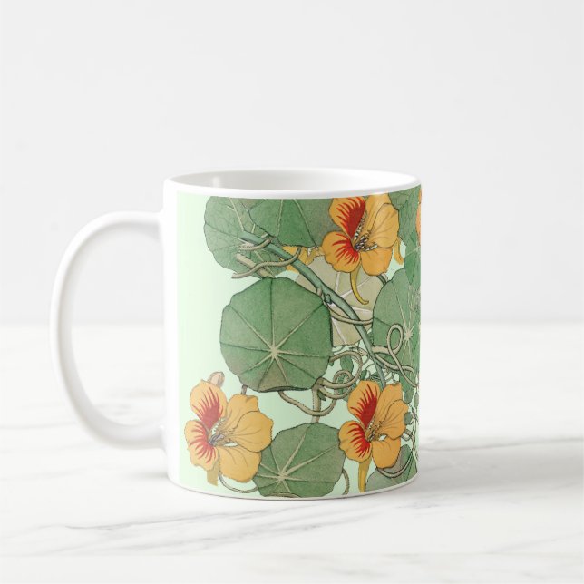 Mug Nasturtiums jaunes | Antique Lithographie 1896 (Gauche)