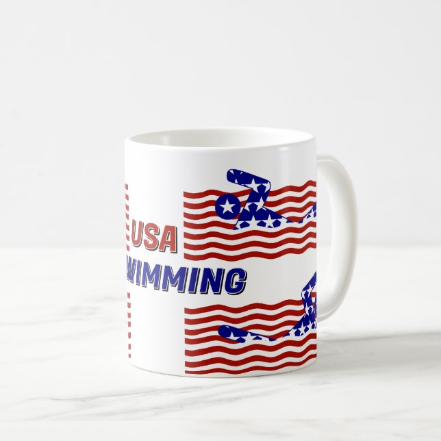 Mug Natation Patriotique USA (Devant droit)