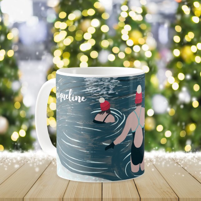 Mug Natation sauvage de Noël personnalisée pour nager  (Créateur téléchargé)