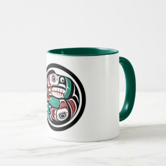 Mug Native American Red Black Haida Art Otter Salmon