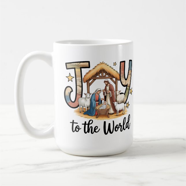 Mug Nativité Bébé Jésus Joie au monde chrétien (Gauche)