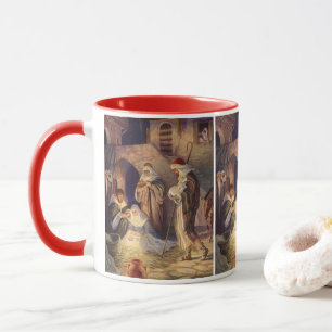 Mug Nativité de Noël Vintage, 3 Bergers et Jésus