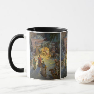 Mug Nativité de Noël Vintage avec Magi Visite