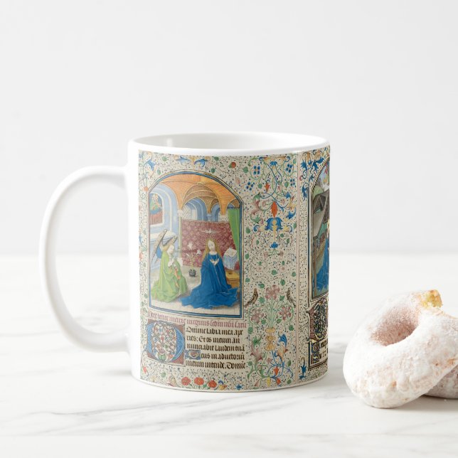 Mug Nativité médiévale de Noël par Willem Vrelant (Avec donut)