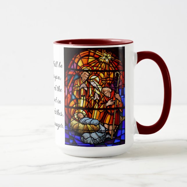 Mug Nativité Vitrail Image Cadeau de Noël (Droite)