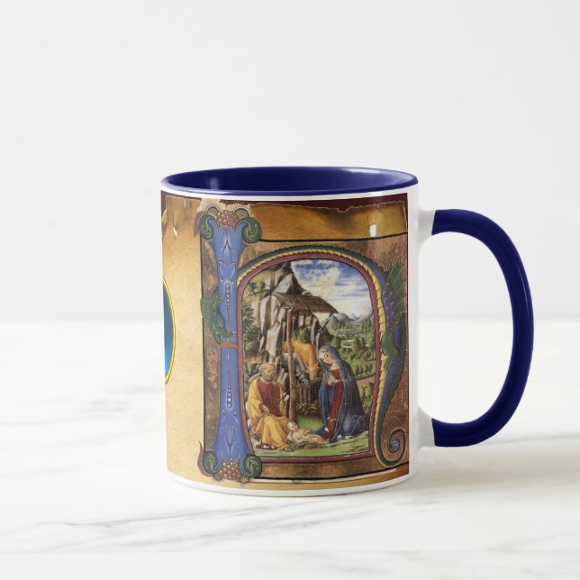 Mug NATIVITYMONOGRAM PARCHEMENT NOËL JEU Bleu (Droite)