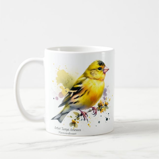 Mug Nature Aquarelle d'oiseaux jaunes (Gauche)