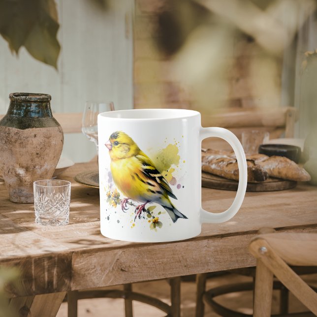 Mug Nature Aquarelle d'oiseaux jaunes (Créateur téléchargé)