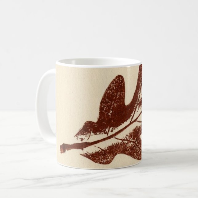Mug Nature Feuilles Imprimer brun blanc ver de chêne b (Devant gauche)
