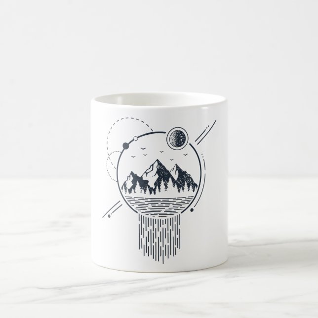 Mug Nature géométrique moderne Montagnes Cascade Boho (Centre)