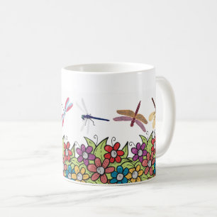 Mug Nature Jardin libellule et pot de fleurs Floral