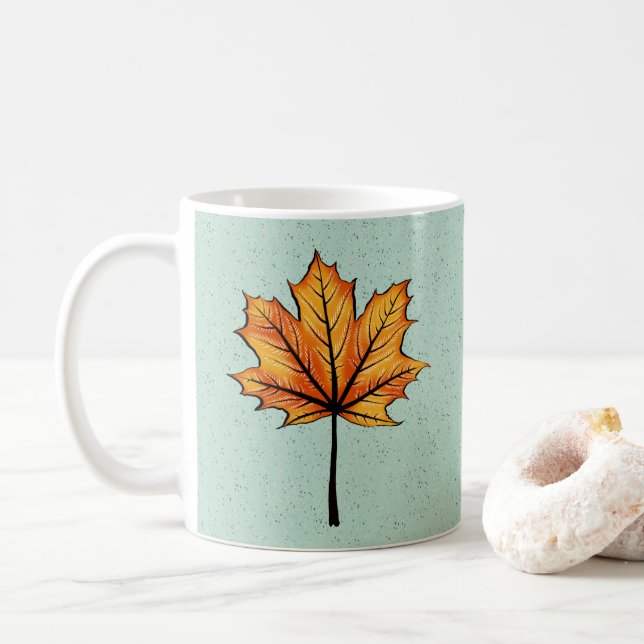 Mug Nature Lover Jaune Leaf Bleu automne (Avec donut)