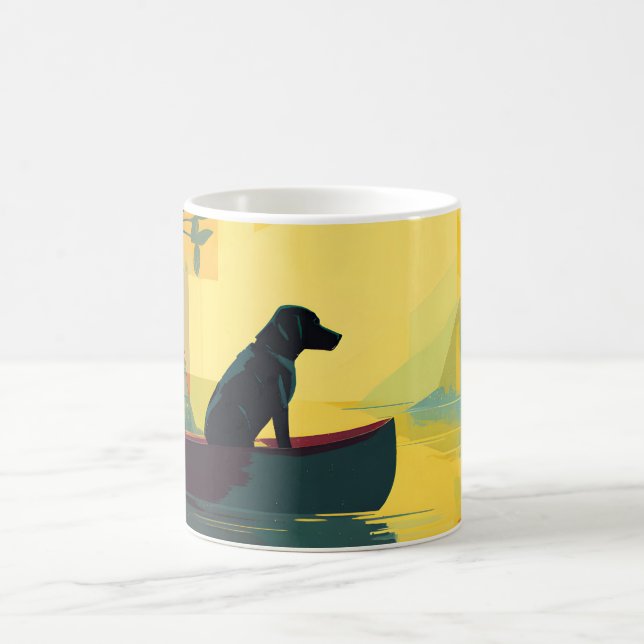 Mug Nature Minimalist Black Labrador Canoe (Centre)