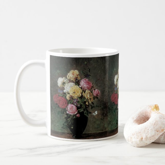 Mug Nature morte avec des fleurs dans un vase par Olaf (Avec donut)