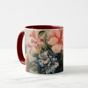 Mug Nature morte florale vintage avec des fleurs tropi