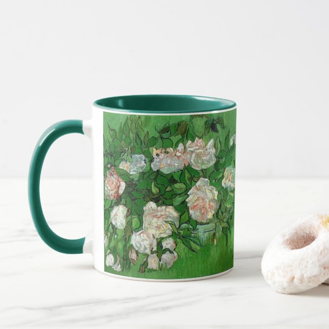 Mug Nature morte : Roses roses de Vincent van Gogh (Avec donut)