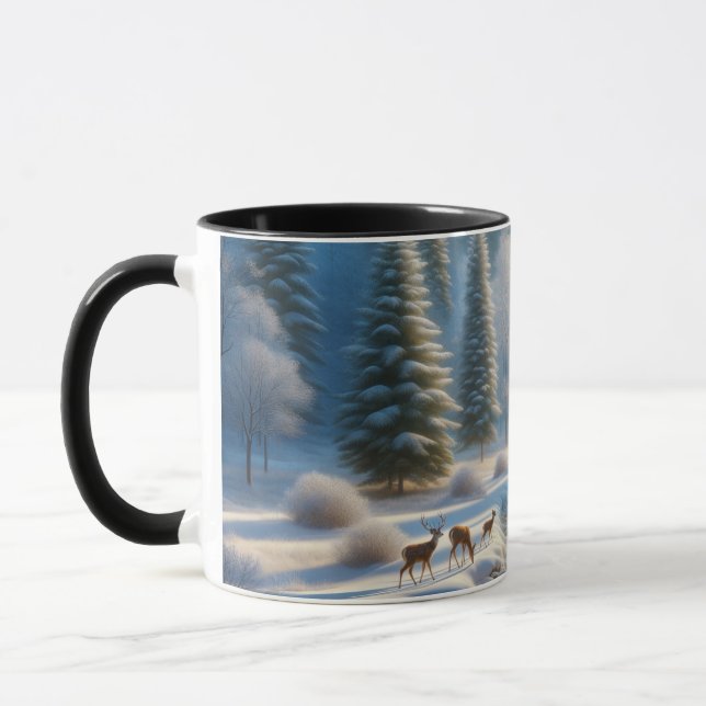 Mug Nature Mug, Deer, Winter Scene, wildlife coffee mu (Gauche)